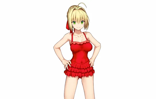 Girl, sexy, cleavage, green eyes, boobs, anime, beautiful, short hair