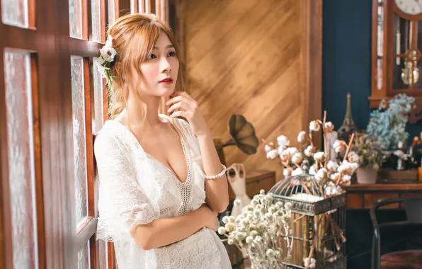 Девушка, поза, азиатка, милашка