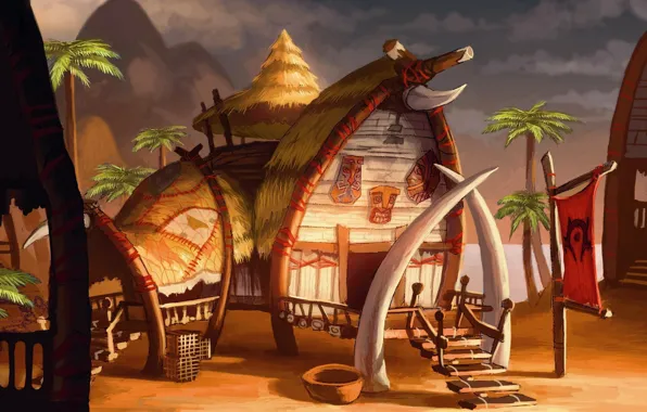 Wow, horde, Орда, world of wacraft, Senjin Village, деревня сенджин