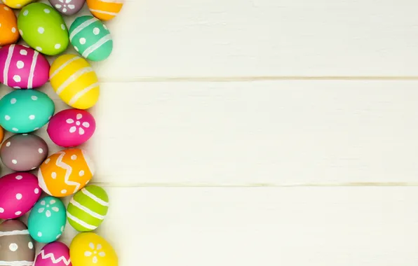 Colorful, Пасха, happy, wood, spring, Easter, eggs, holiday