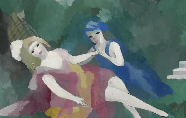 Две девушки, подружки, 1925, Модерн, Marie Laurencin, белый бант