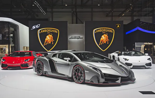 Картинка Lamborghini, and, Aventador, 2013, Veneno, presentation, Geneva