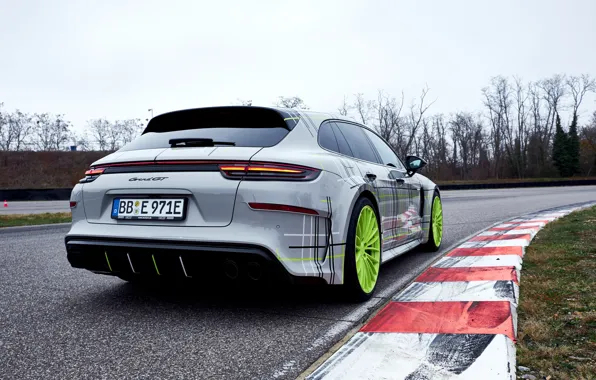 Porsche, Panamera, вид сзади, 2018, Turbo S, TechArt, Sport Turismo, E-Hybrid