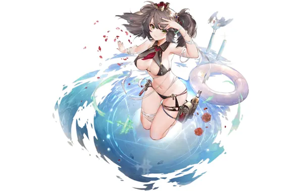 Girl, sexy, cleavage, boobs, anime, beautiful, short hair, pretty