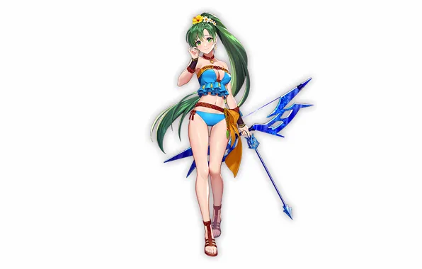 Girl, sexy, cleavage, green eyes, long hair, boobs, anime, beautiful