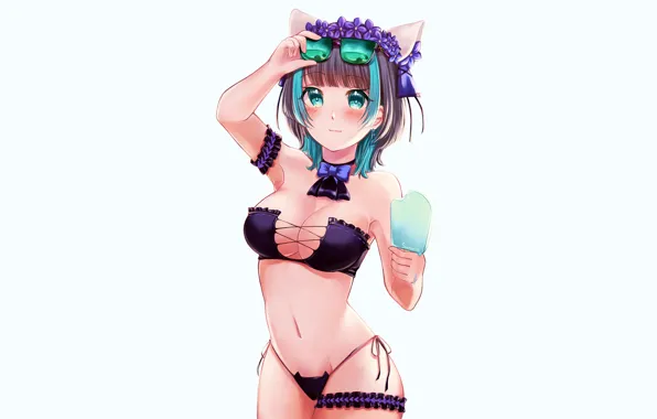 Girl, sexy, cleavage, boobs, anime, beautiful, short hair, pretty