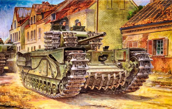 Картинка Арт, Танк, Churchill, периода Второй мировой войны, Черчилль, Пехотный танк армии