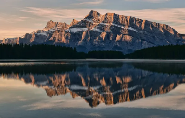 Озеро, отражение, гора, Канада, Бнаф