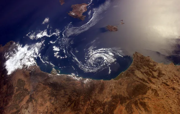 Картинка космос, земля, Balearic Islands, Spanish coast
