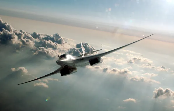 Картинка облака, стратегический, Ту-160, сверхзвуковой, бомбардировщик-ракетоносец, «Белый лебедь»