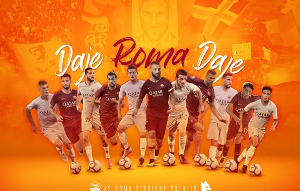 Картинка wallpaper, sport, football, AS Roma, players