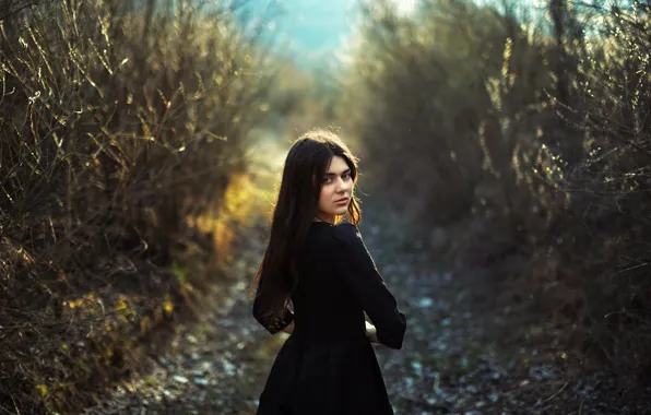 Девушка, модель, платье, брюнетка, фотограф, чёрное платье, Tanyasha, Konstantin Kornya