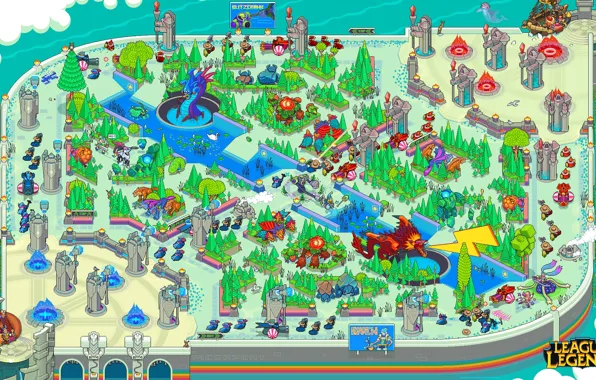 Игра, Ретро, Карта, Арт, Пиксели, League of Legends, Персонажи, PXL