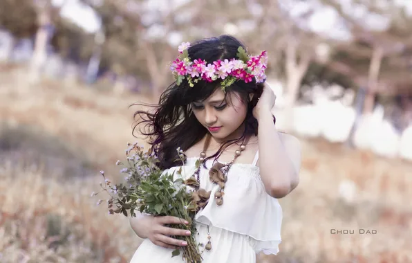 Девушка, фон, азиатка