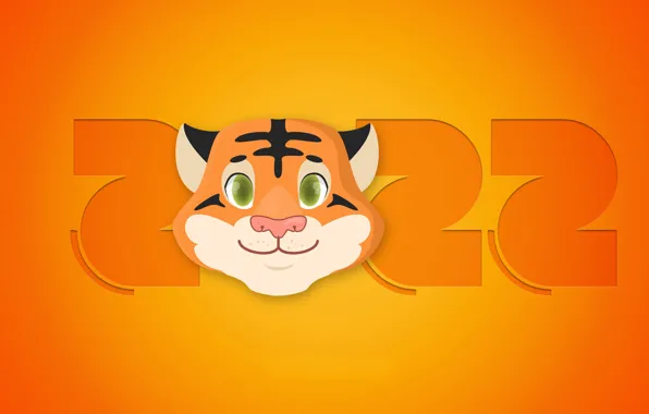 Картинка тигр, фон, праздник, цифры, Новый год, new year, 2022