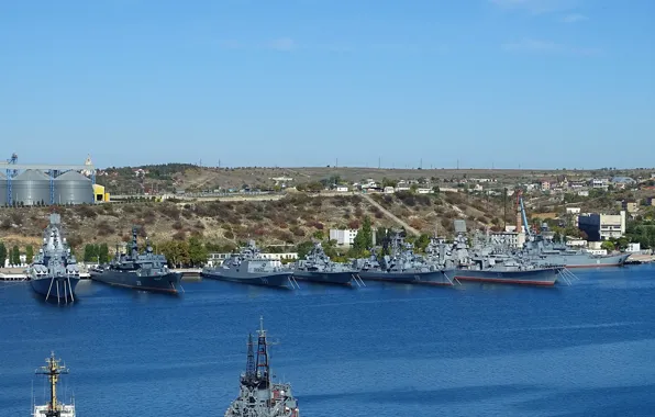 Корабли, причал, боевые, Севастополь