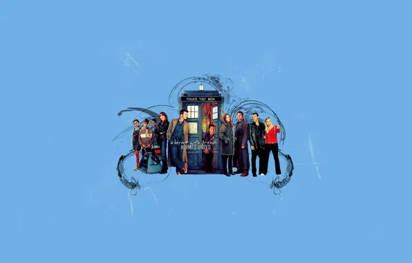 Фон, арт, актеры, Doctor Who, Доктор Кто, ТАРДИС, TARDIS, Приключения Сары Джейн