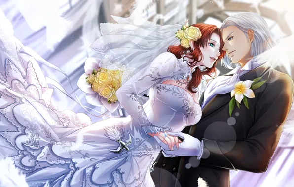 Девушка, романтика, арт, парень, двое, final fantasy xiv, анмие