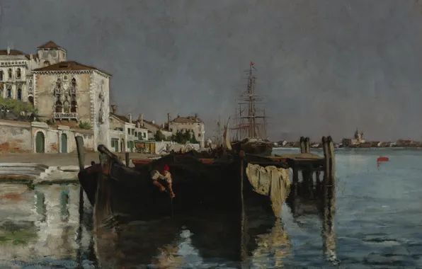 Лодка, картина, Венеция, городской пейзаж, Джон Генри Твахтман, John Henry Twachtman