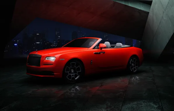 Ночь, город, Rolls-Royce, Dawn, Black Badge, 2021