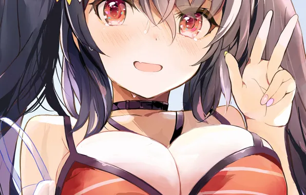 Girl, sexy, cleavage, long hair, boobs, anime, beautiful, pretty