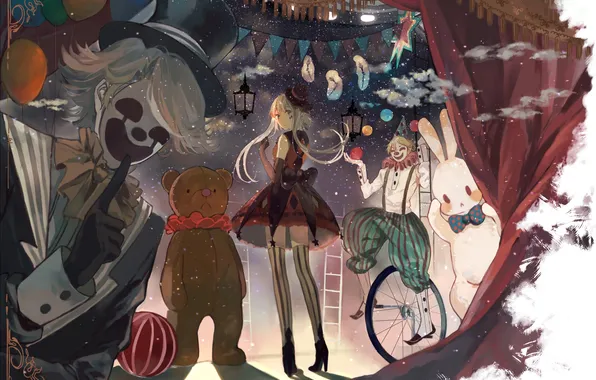 Картинка девушка, игрушки, аниме, цирк, арт, vocaloid, hatsune miku, bou shaku