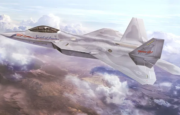 Картинка art, airplane, aviation, jet, f-22 raptor