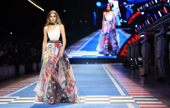 Модель, платье, показ, Gigi Hadid