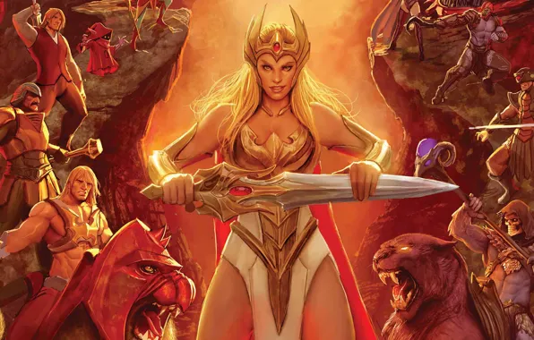 Картинка cartoon, warrior, powerful, strong, muscular, Masters of the Universe, She-Ra, He-Man