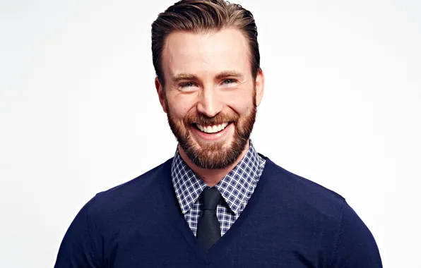 Взгляд, поза, улыбка, борода, актёр, Крис Эванс, Chris Evans