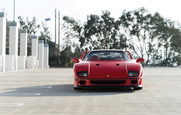Red, F40, Parking, Front view