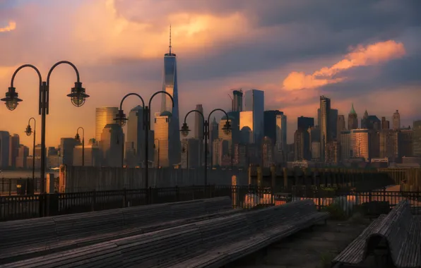 Картинка небо, облака, дома, New York