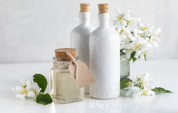 Цветы, масло, жасмин, баночка, бутылочки, СПА
