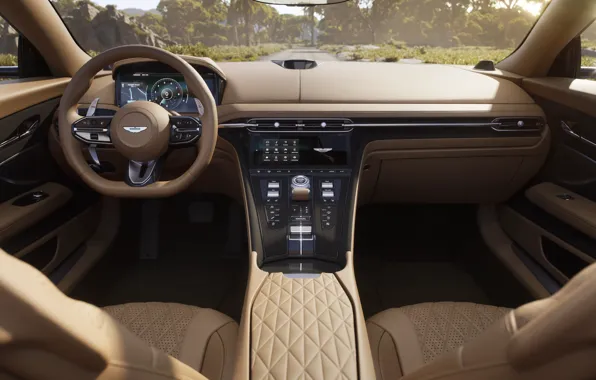 Aston Martin, steering wheel, torpedo, 2023, DB12, Aston Martin DB12 Volante