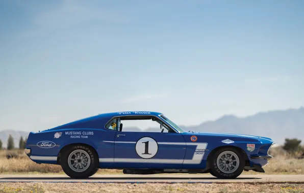 Синий, скорость, Mustang, Ford, Muscle, 1969, Car, Race
