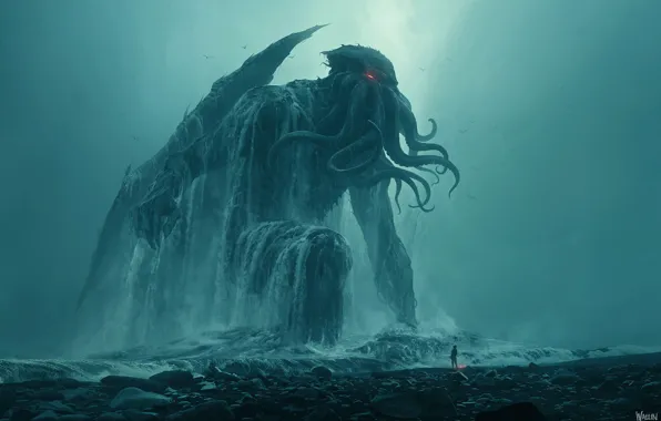 Картинка Ктулху, Cthulhu, monster, sea, behemoth, Andree Wallin
