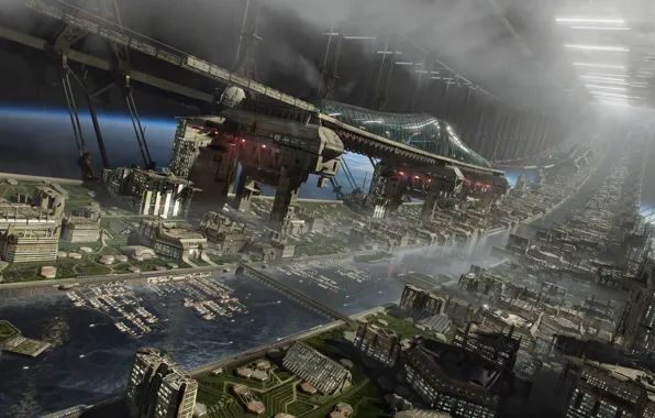 Здания, сооружение, панорама, Orbital 03, Mega Rail Station