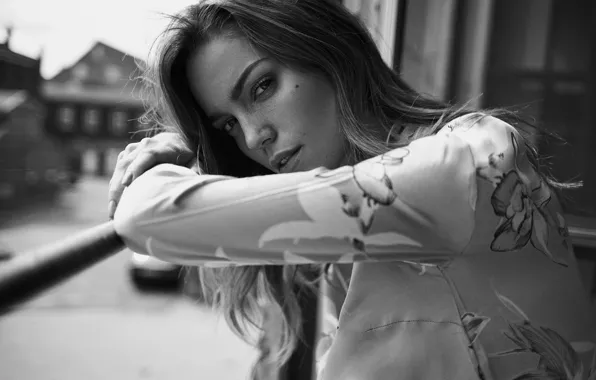 Девушка, портрет, черно-белое