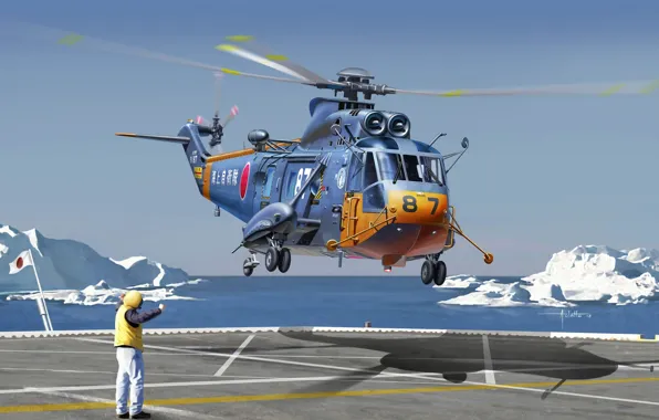 Картинка арт, художник, вертолет, США, helicopter, многоцелевой, Sikorsky, для