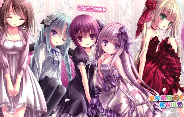 Девочки, аниме, арт, misawa maho, nagatsuka saki, hakamada hinata, kashii airi, ro-kyu-bu