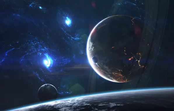 Звезды, Планета, Космос, Туманность, Планеты, Planets, Арт, Stars