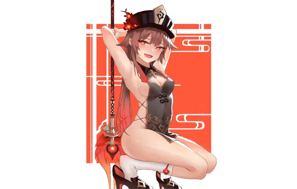 Kawaii, girl, sexy, red hair, stretch, anime, cute, red head
