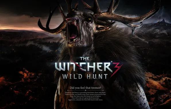 Картинка лес, олень, CD Projekt RED, The Witcher 3: Wild Hunt