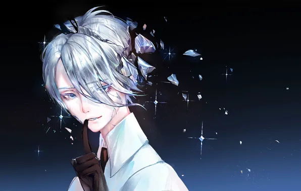 Взгляд, фон, аниме, парень, Houseki no Kuni, кристальный