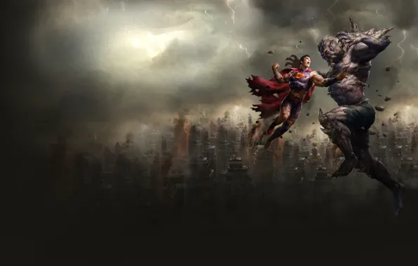 Superman, Comics, DC Comics, Fight, Doomsday
