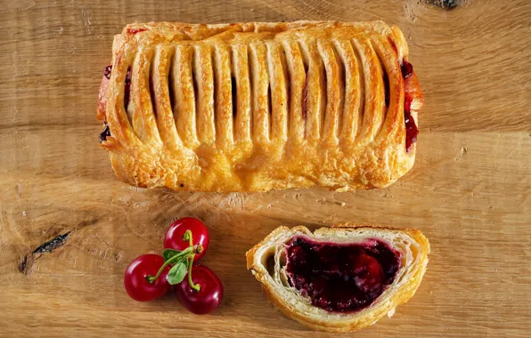 Вишня, выпечка, булочка
