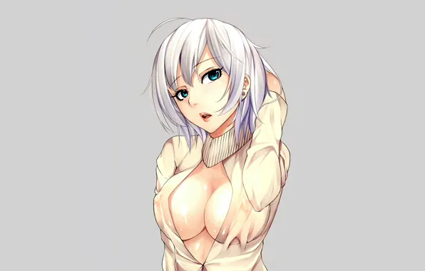 Girl, sexy, Anastasia, cleavage, boobs, anime, blue eyes, beautiful