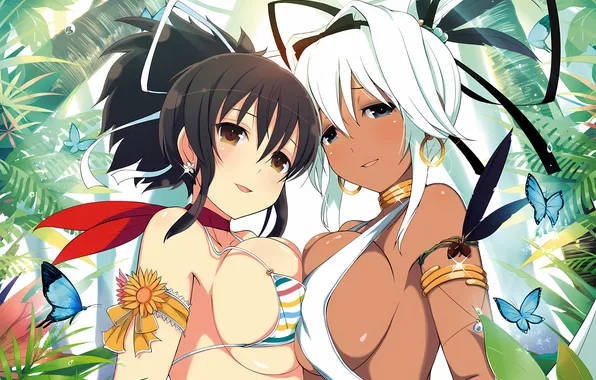 Sexy, cleavage, girls, brown hair, brown eyes, boobs, anime, Asuka