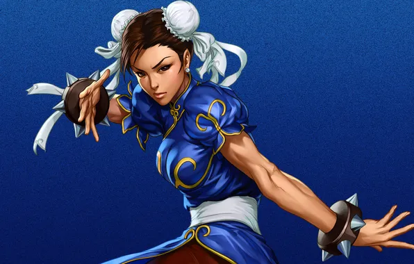 Картинка девушка, синий, уличный боец, street fighter, Chun Li