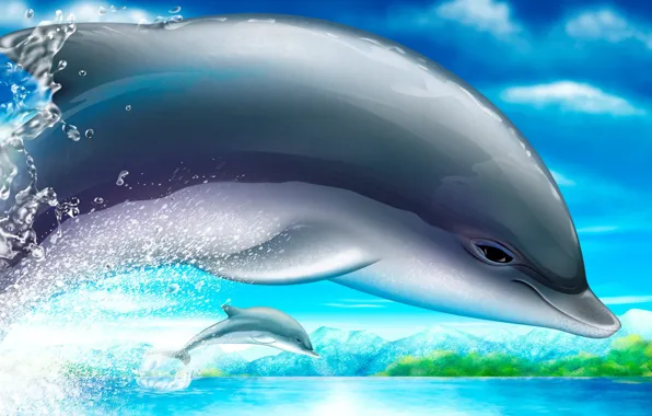 Картинка рисунок, Дельфин
